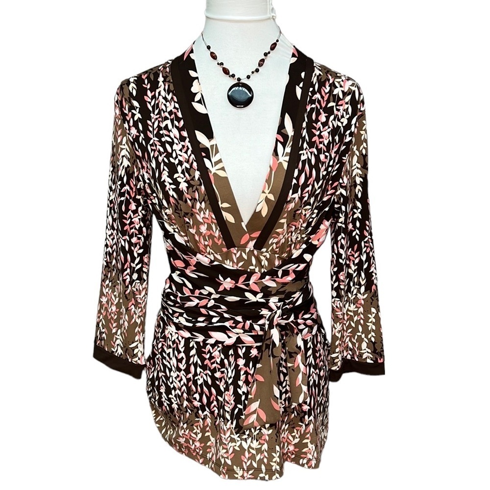 BCBG Maxazaria Leaves Print Blouse